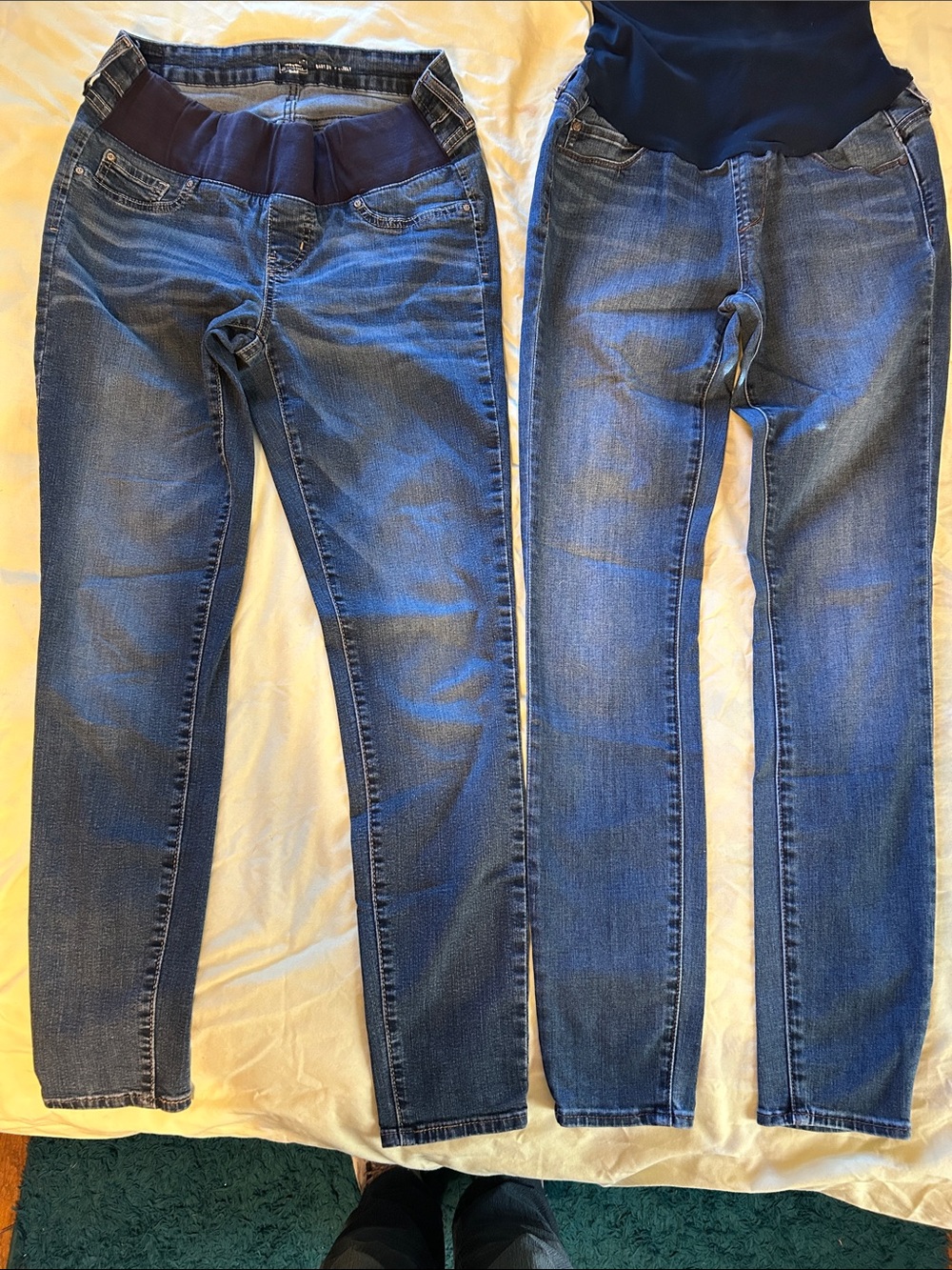 Blue Skinny Maternity Jeans with Stretch Panel